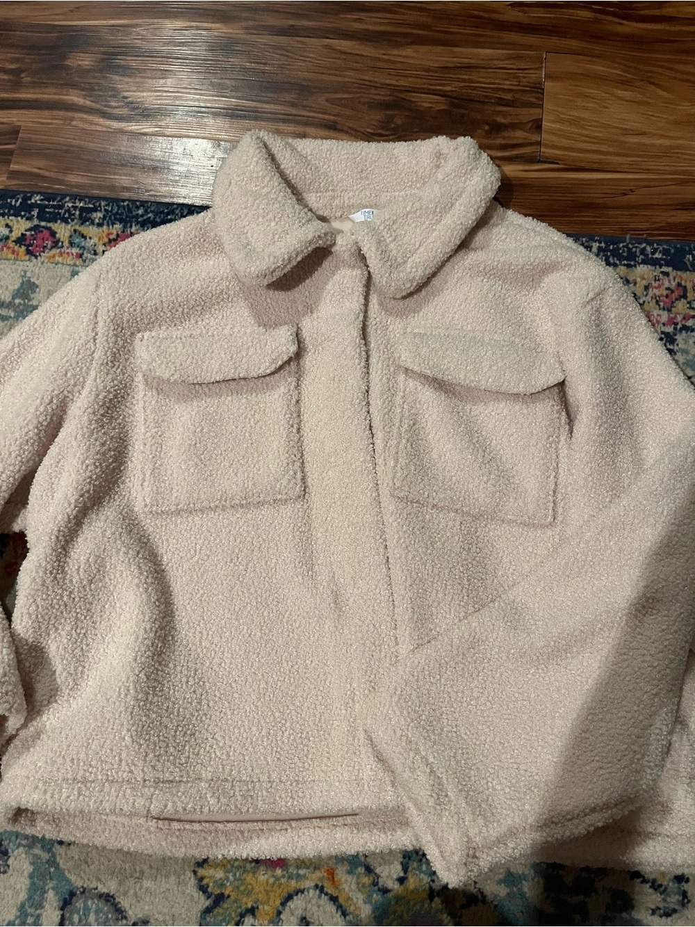 Time and Tru Plush Teddy Jacket in Cream